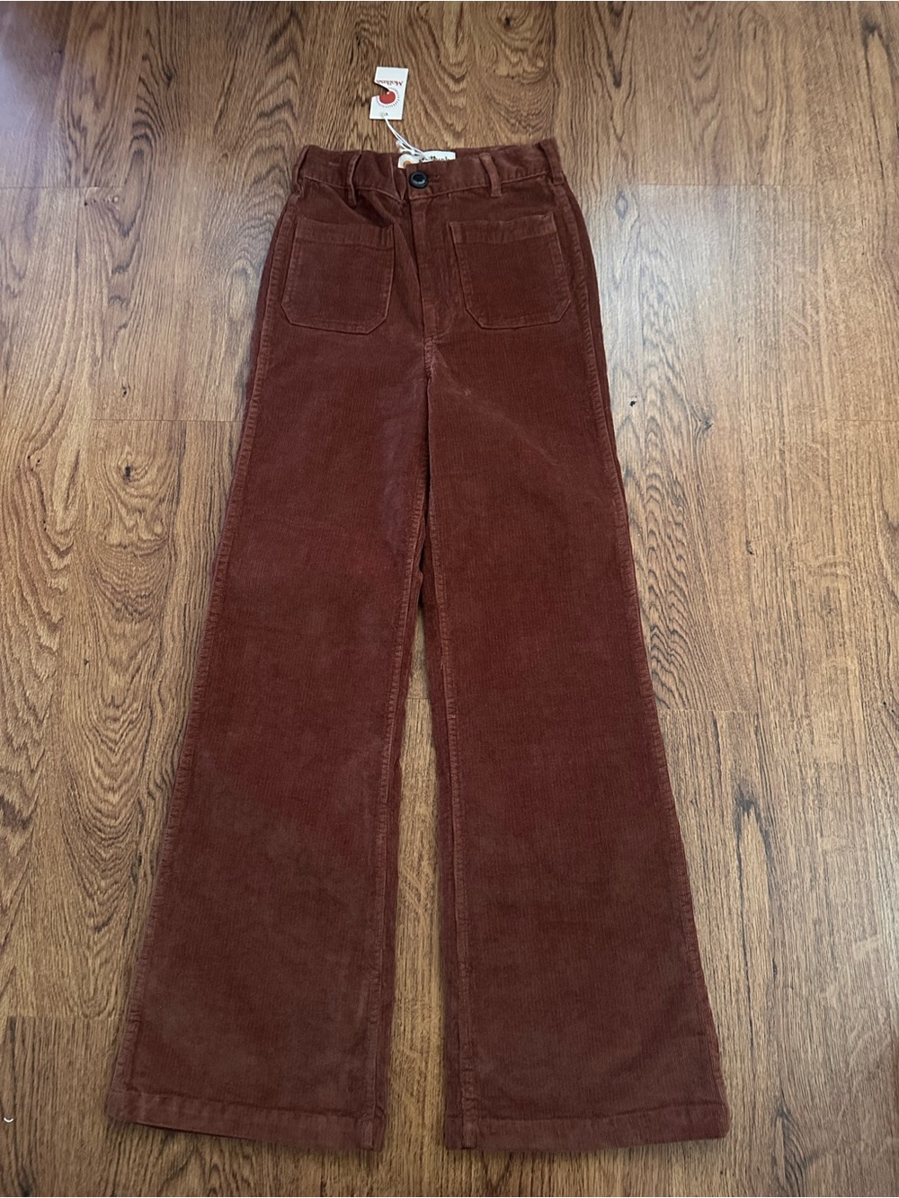 Mollusk Wide-Leg Corduroy Pants - Rust Brown size XS NWT front pockets